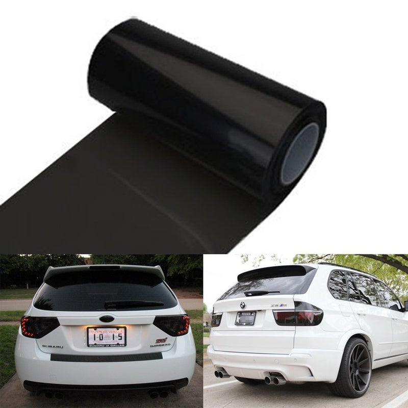 F & B LED LIGHTS 12 by 48 Inches Self Adhesive Headlight, Tail Lights, Fog Lights Tint Vinyl Film (12 X 48, Dark Black) - Image 1